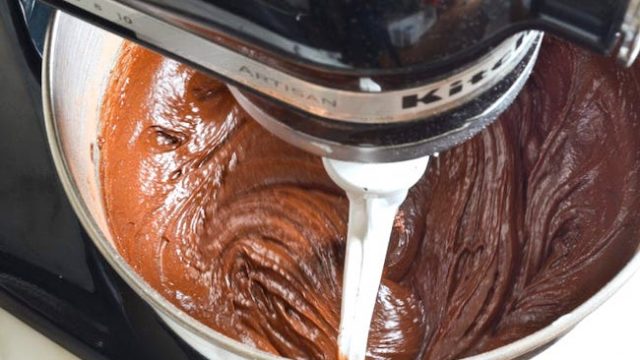 chocolate in mixing bowl